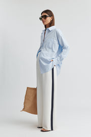 Maternity Side Panel Pant (Ivory/Navy) 5