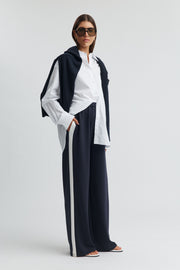 Maternity Side Panel Pant (Navy/Ivory) 1