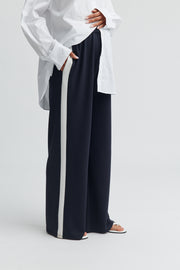 Maternity Side Panel Pant (Navy/Ivory) 3