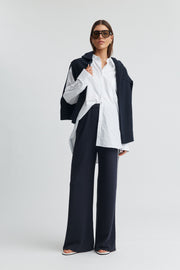 Maternity Side Panel Pant (Navy/Ivory) 6