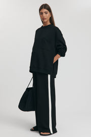 Maternity Side Panel Pants (Black & White) 4
