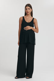 Maternity Side Panel Pants (Black & White) 6