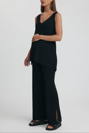 Maternity Split Hem Knit Pants (Black) 1