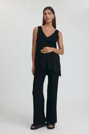 Maternity Split Hem Knit Pants (Black) 3