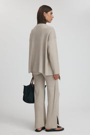 Maternity Split Hem Knit Pants (Taupe Marle) 12