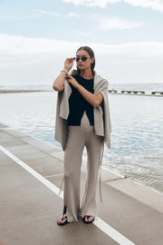 Maternity Split Hem Knit Pants (Taupe Marle) 4