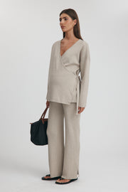 Maternity Split Hem Knit Pants (Taupe Marle) 9
