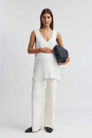 Maternity Split Hem Pant (Ivory) 1