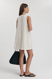 Maternity Stripe Button Down Mini Dress (Natural & Black) 10