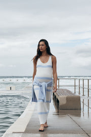 Maternity Stripe Knit Dress (Off White & Cornflower) 10