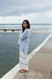 Maternity Stripe Knit Dress (Off White & Cornflower) 12