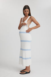 Maternity Stripe Knit Dress (Off White & Cornflower) 14