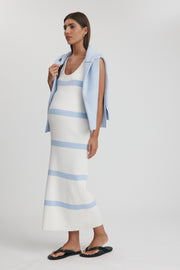 Maternity Stripe Knit Dress (Off White & Cornflower) 15