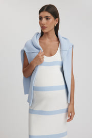 Maternity Stripe Knit Dress (Off White & Cornflower) 8