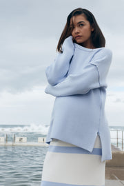 Maternity Stripe Knit Dress (Off White & Cornflower) 9