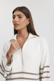 Maternity Stripe Knit Top (Ivory & Mocha) 4