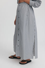 Maternity Stripe Maxi Shirtdress (Black Stripe) 7