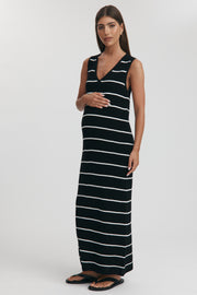 Maternity Stripe Midi Dress (Black & White) 3