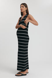 Maternity Stripe Midi Dress (Black & White) 6