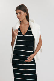 Maternity Stripe Midi Dress (Black & White) 7