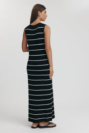 Maternity Stripe Midi Dress (Black & White) 8