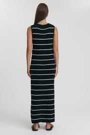 Maternity Stripe Midi Dress (Black & White)