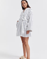 Maternity Stripe Terry Towelling Robe 1