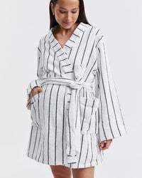 Maternity Stripe Terry Towelling Robe 2