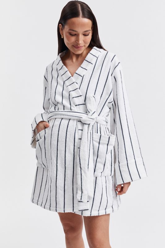 Maternity Stripe Terry Towelling Robe 2