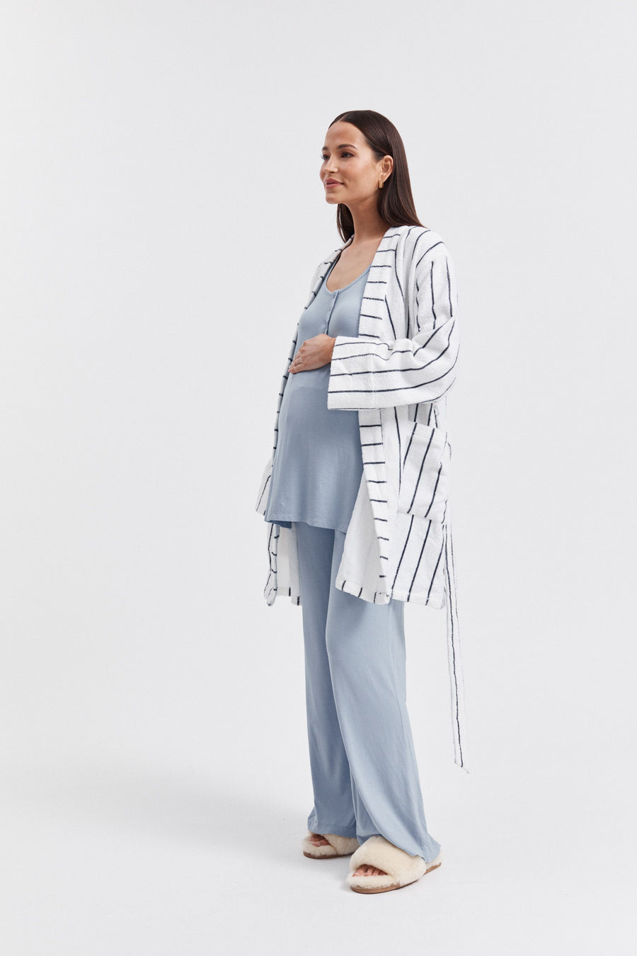 Maternity Stripe Terry Towelling Robe 3