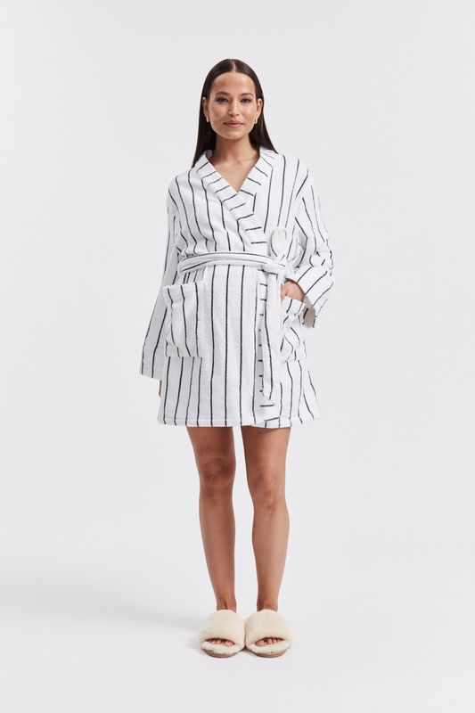 Maternity Stripe Terry Towelling Robe 4