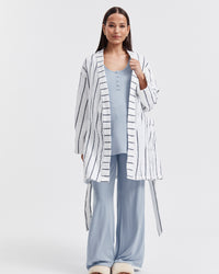 Maternity Stripe Terry Towelling Robe 5