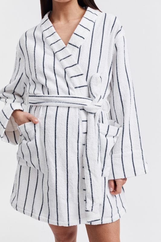 Maternity Stripe Terry Towelling Robe 6