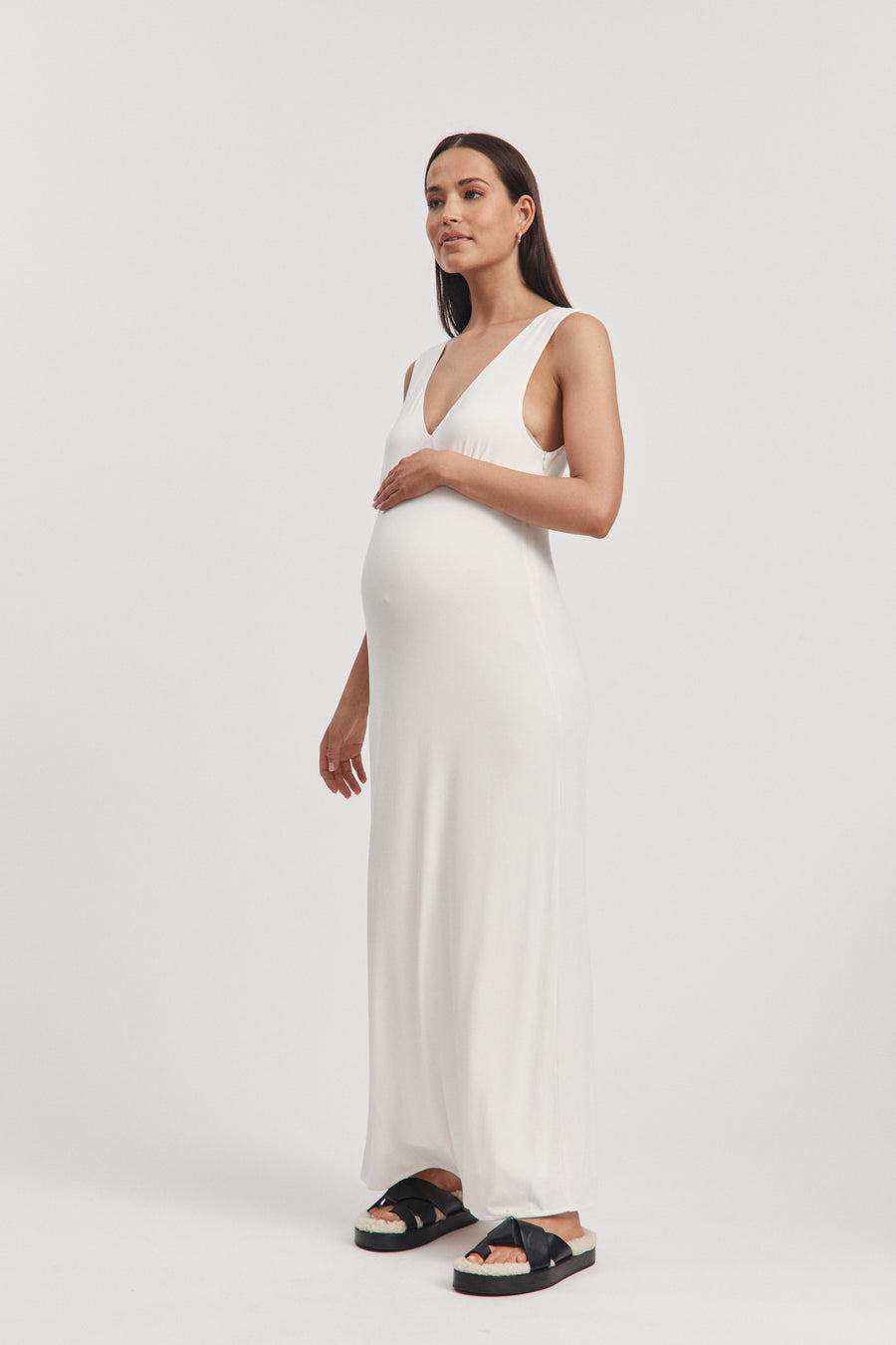 Maternity Stylish Baby Shower Dress (Ivory) 1