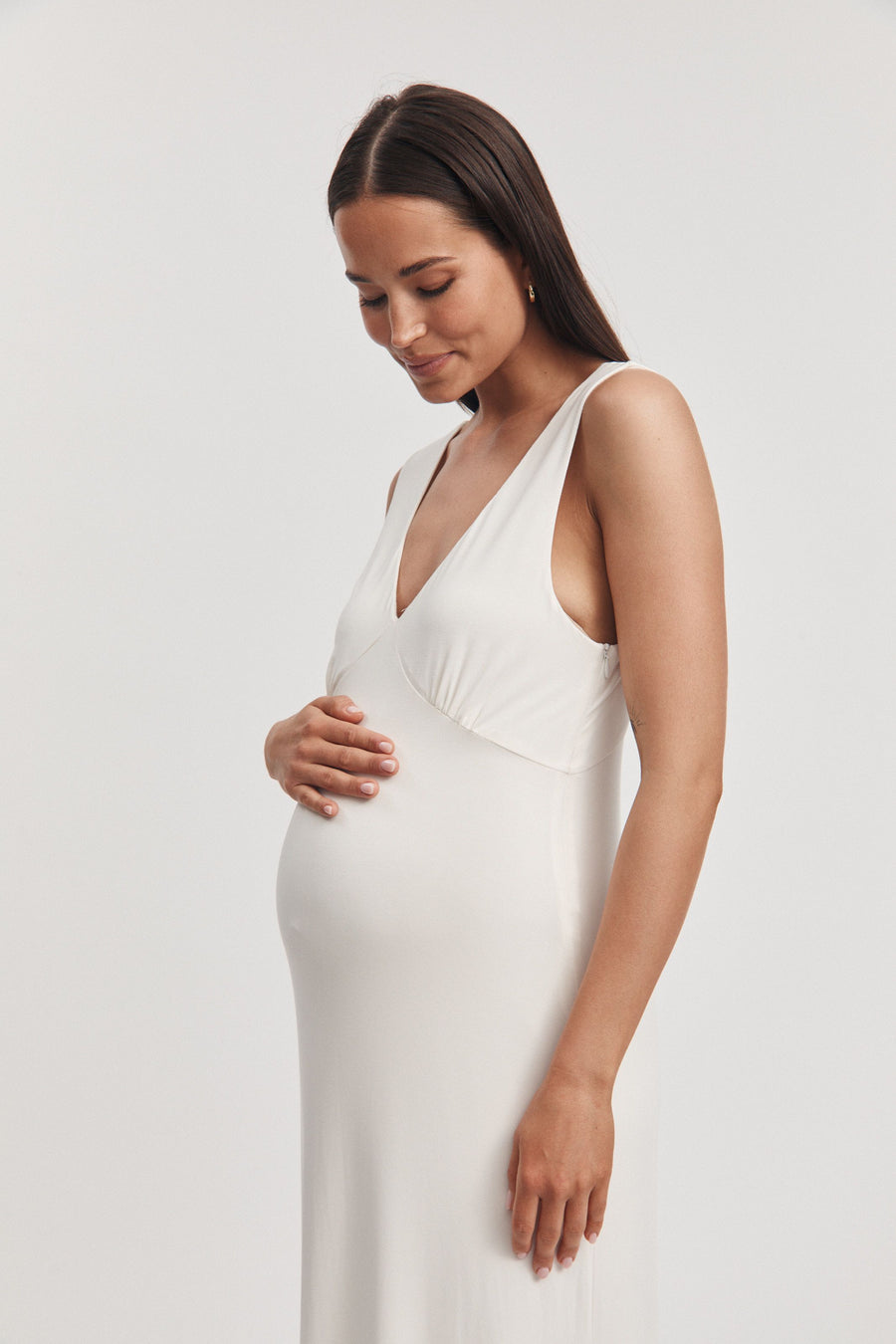 Maternity Stylish Baby Shower Dress (Ivory) 3