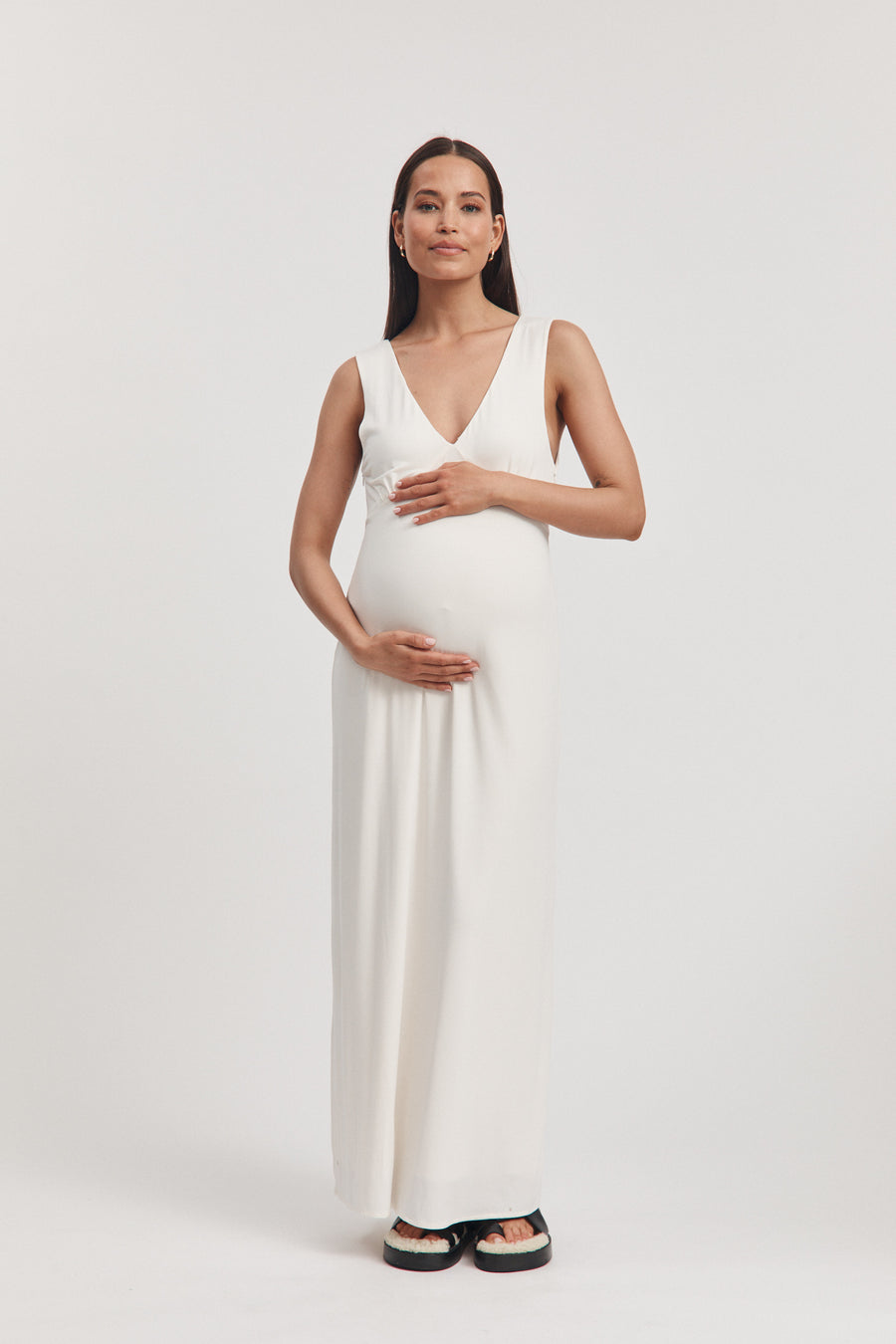 Maternity Stylish Baby Shower Dress (Ivory) 4