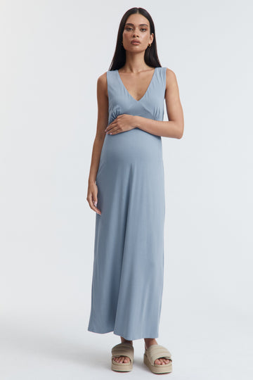 Maternity Stylish Fluid Jersey Slip Dress (Blue) 1
