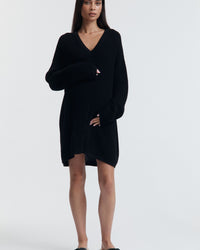 Maternity Sweater Crochet Knit Dress (Black) 2