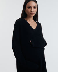 Maternity Sweater Crochet Knit Dress (Black) 6