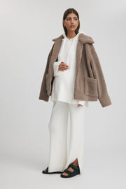 Maternity Teddy Zip Jacket (Mocha) 15