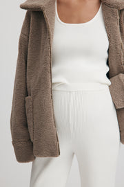 Maternity Teddy Zip Jacket (Mocha) 4