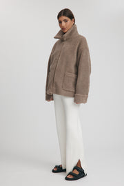 Maternity Teddy Zip Jacket (Mocha) 6