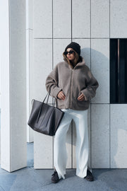 Maternity Teddy Zip Jacket (Mocha) 7