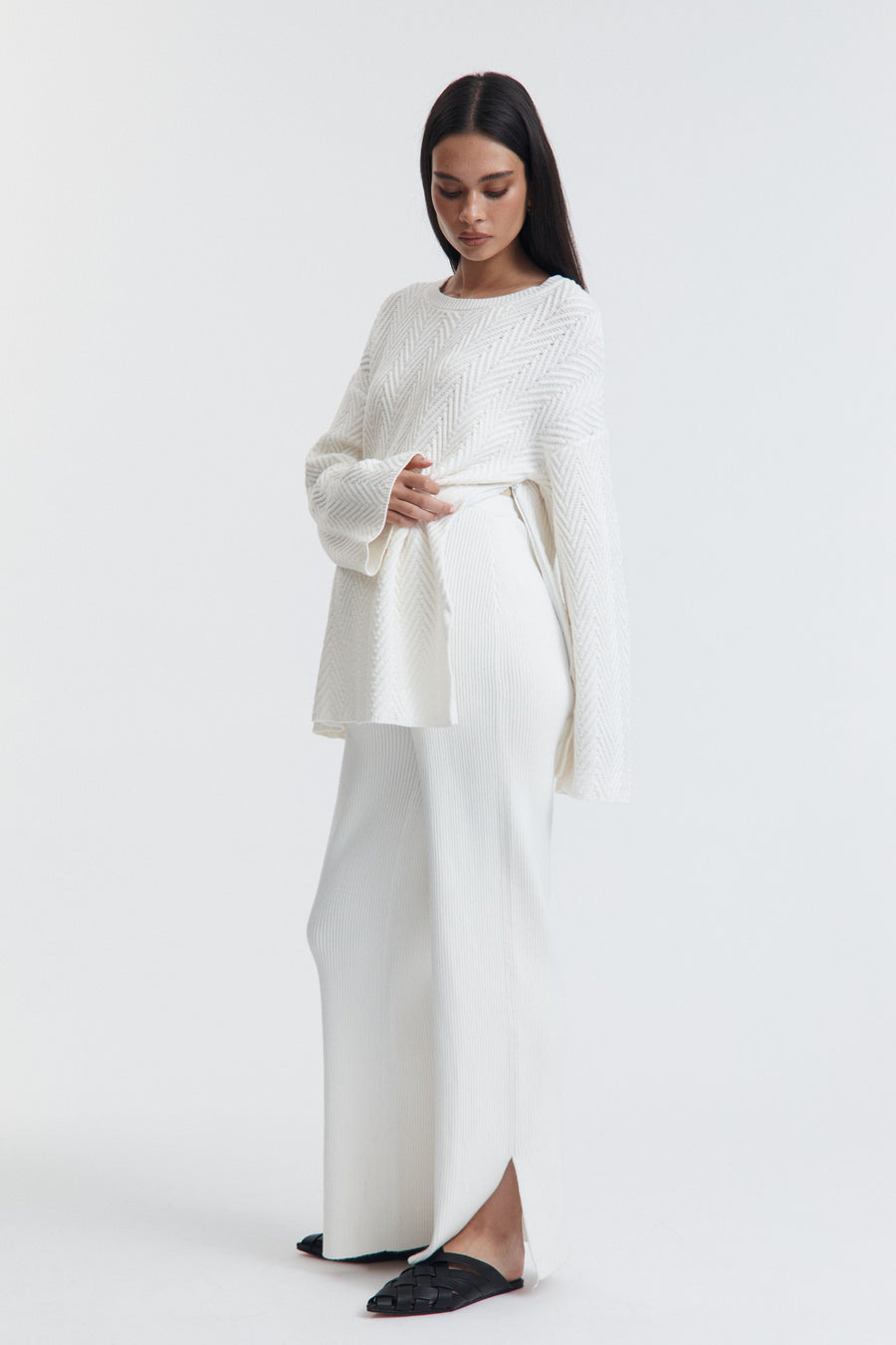 Maternity Textured Knit Jumper (Ivory)  10