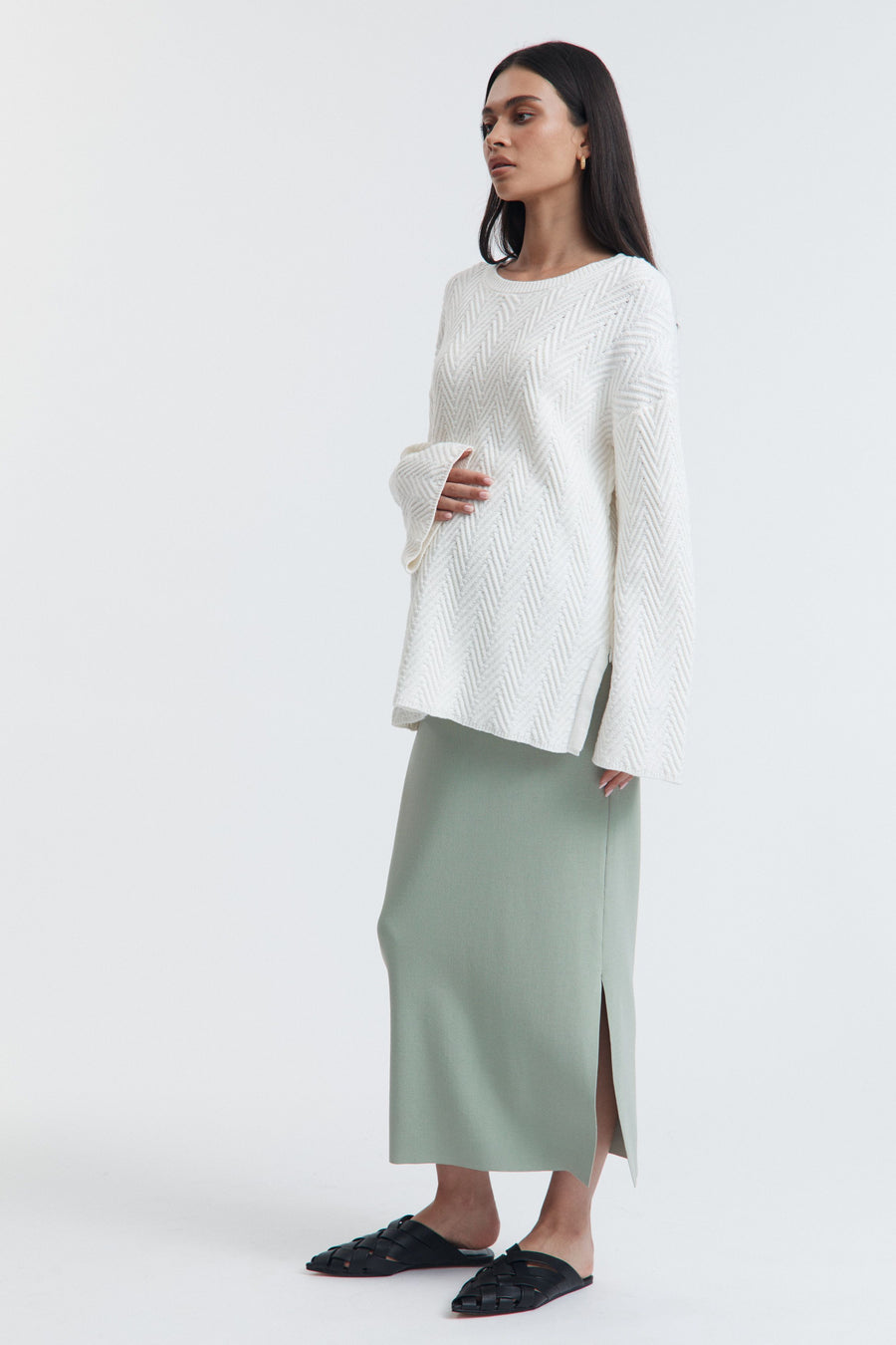 Maternity Textured Knit Jumper (Ivory) 11