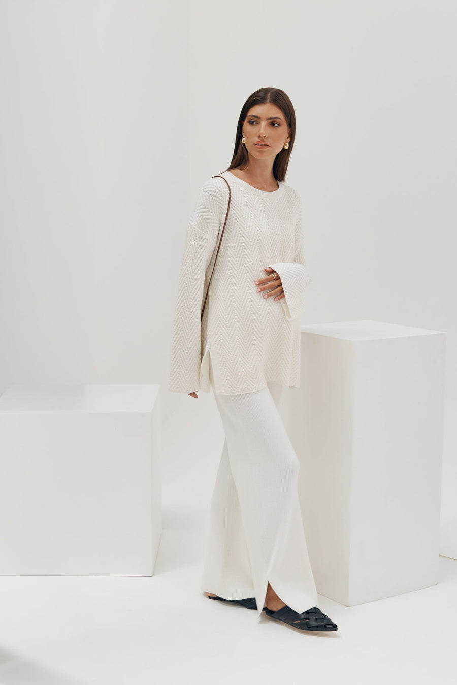 Maternity Textured Knit Jumper (Ivory) 3