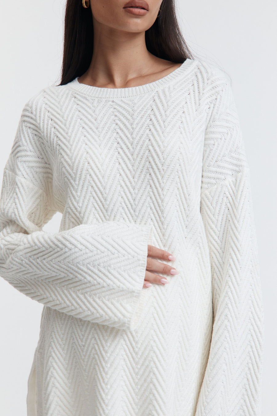 Maternity Textured Knit Jumper (Ivory)  4