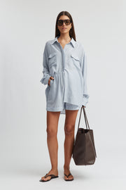 Maternity Textured Shirt (Dusk Blue) 4