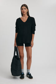 Maternity V Neck Knit Jumper (Black) 3