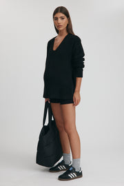 Maternity V Neck Knit Jumper (Black) 5